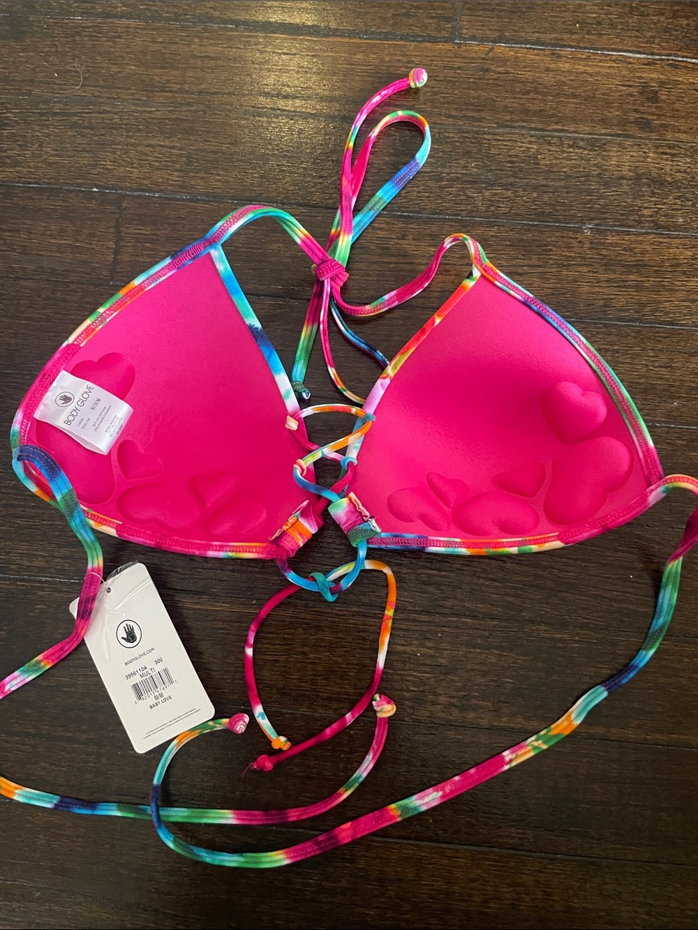 Body Glove Vibrant Tie-Dye Triangle Bikini Top - Pink, Blue, Orange, Green - Picture 4 of 5